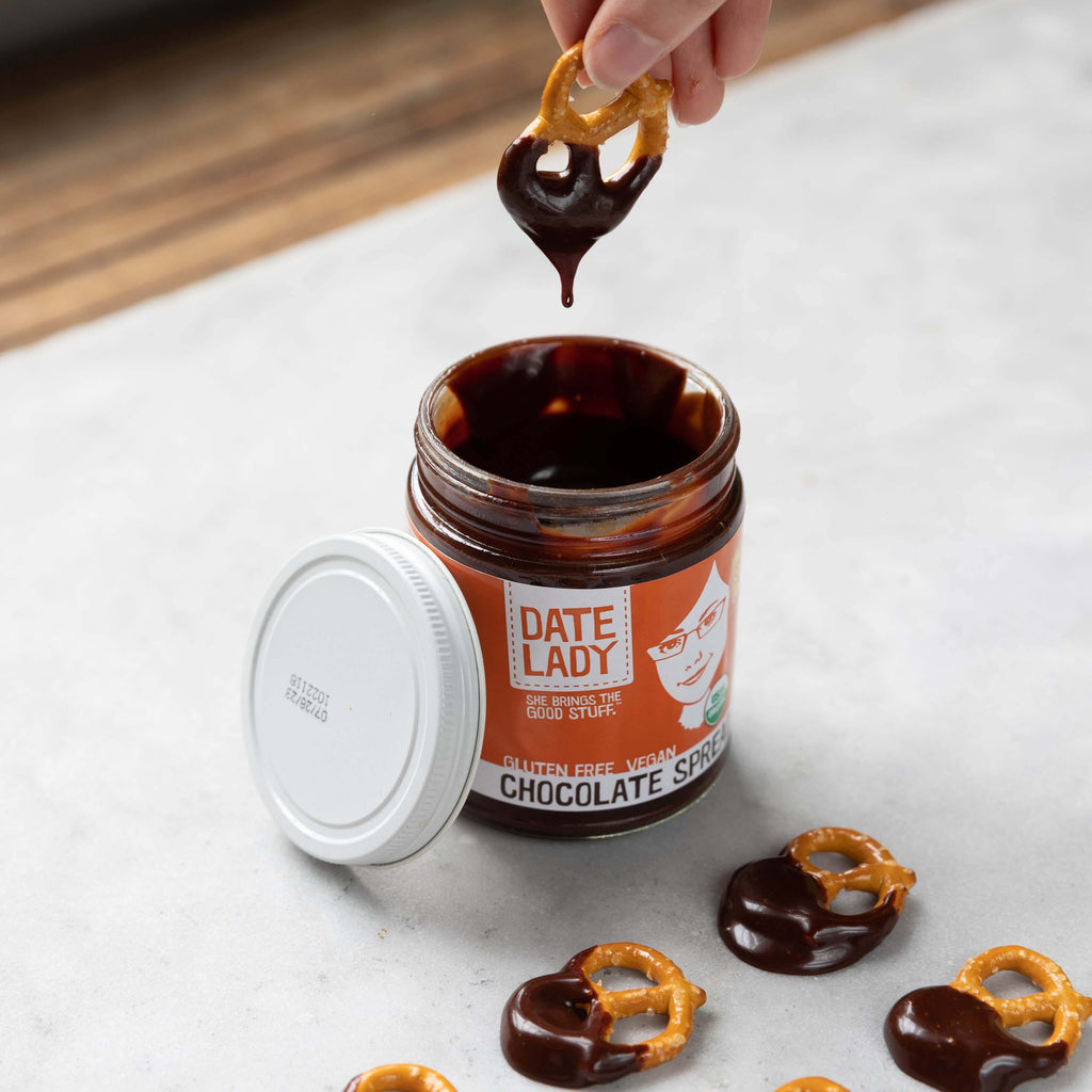 Date Lady Chocolate Spread and Pretzels