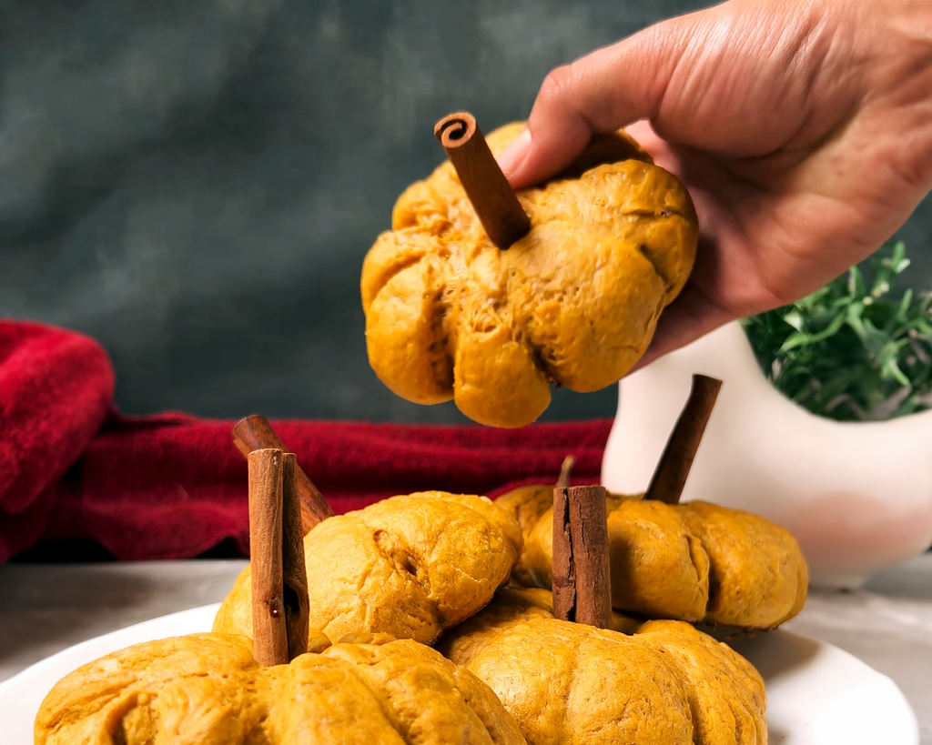 refined sugar free vegan pumpkin rolls sweetened with date sugar