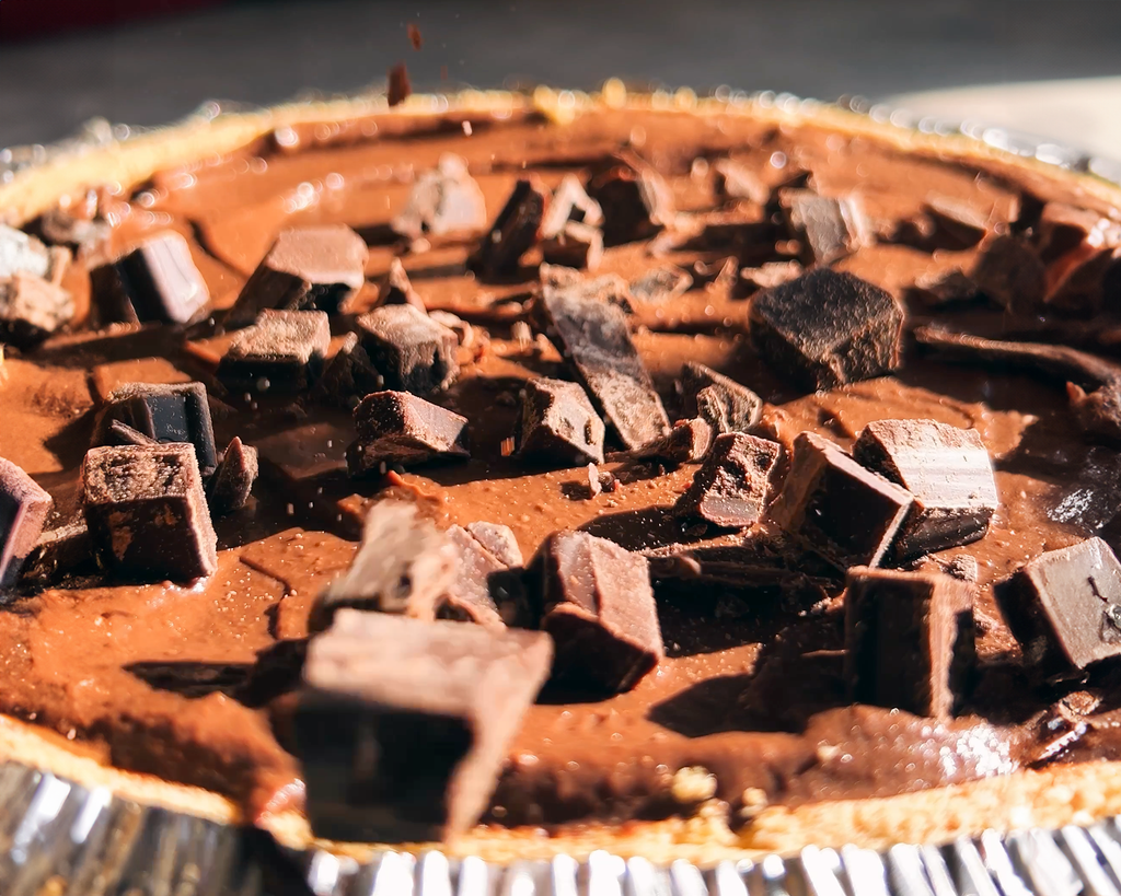 healthy Avocado Chocolate Mousse Pie recipe sweetened with date syrup