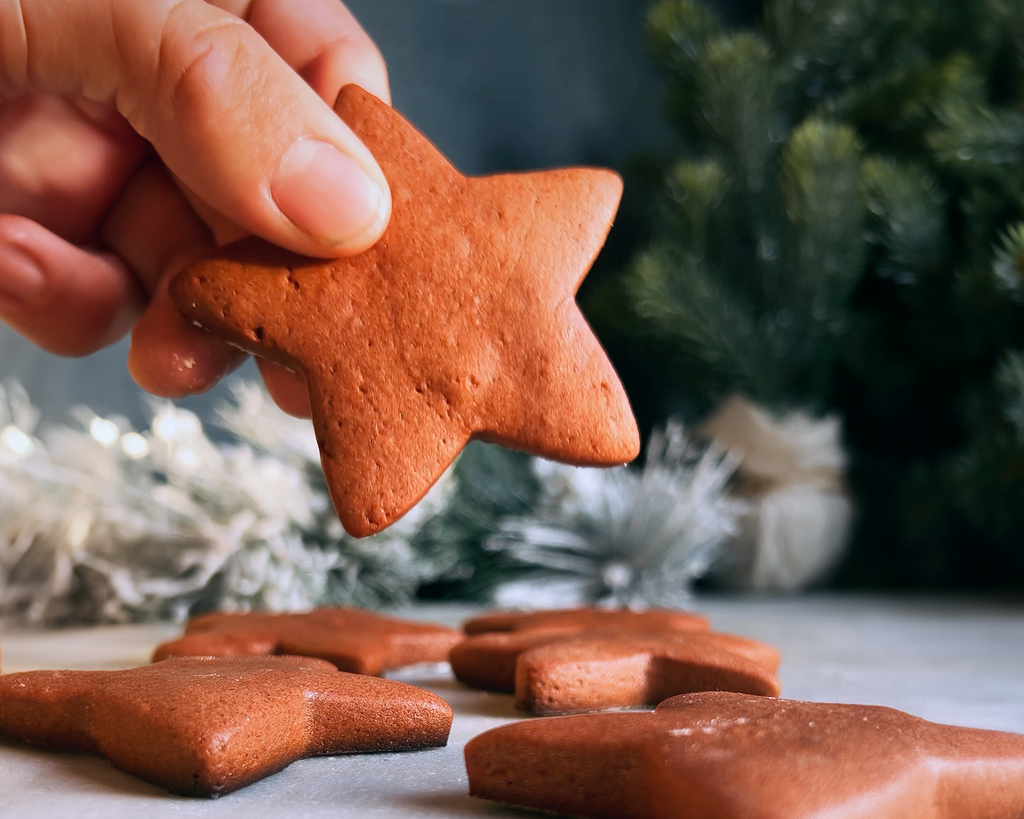 Refined Sugar Free 5-Ingredient Easy Christmas Cinnamon Star Cutouts, sweetened with date syrup