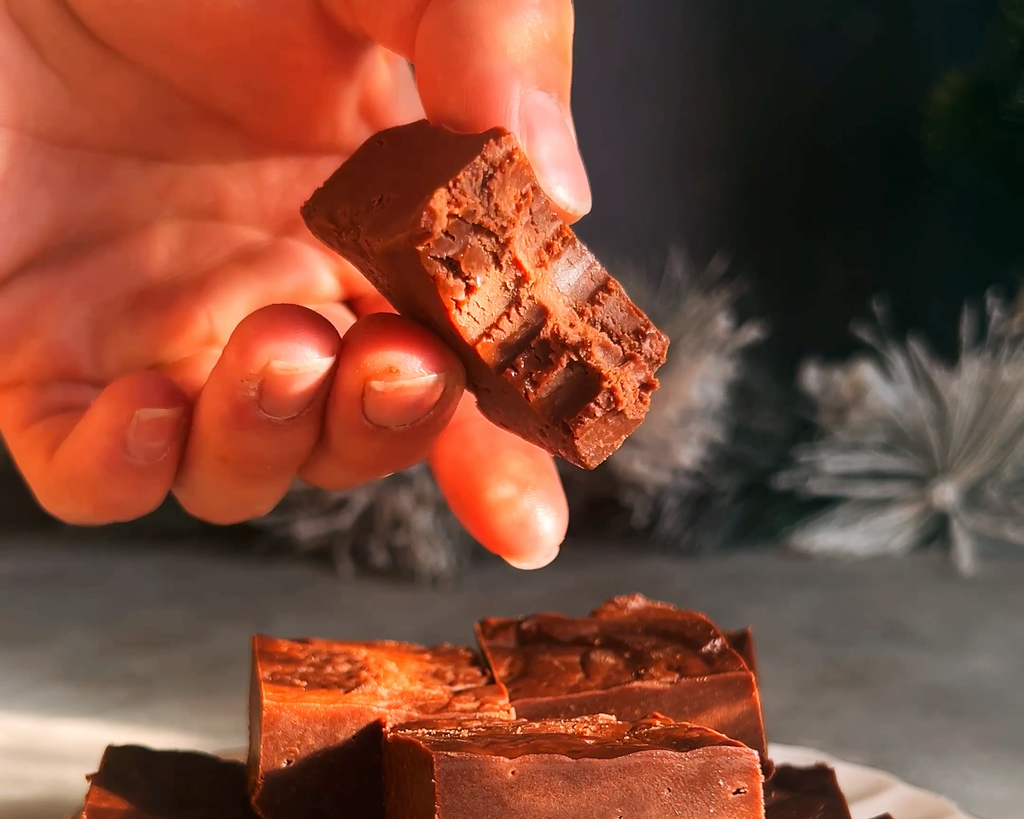 5-Ingredient Date-Sweetened Peppermint Christmas Fudge which is refined sugar free and very delicious