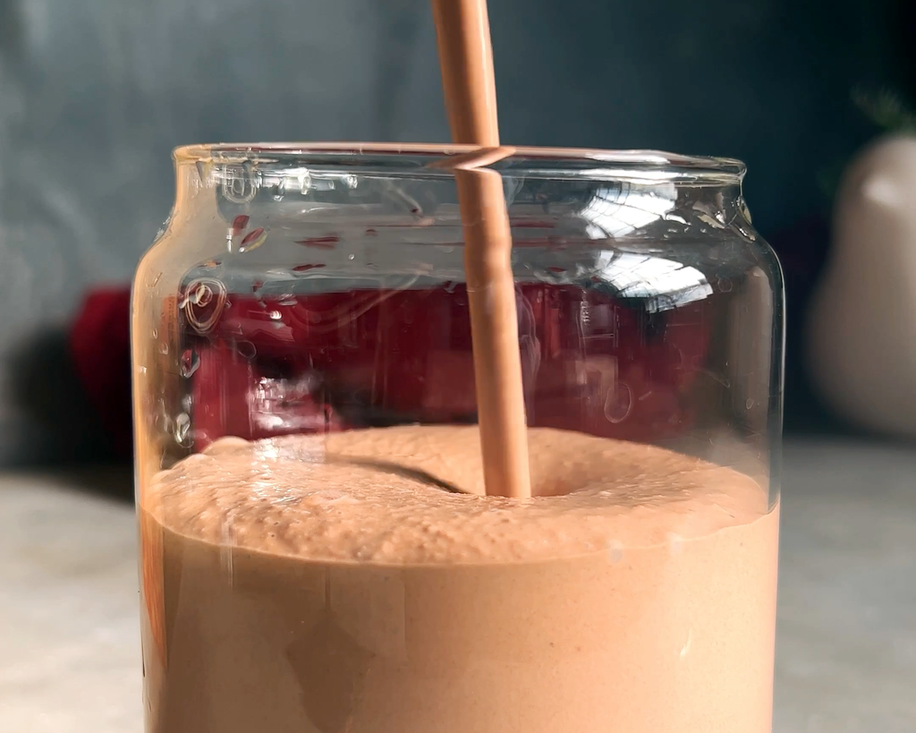 Guilt-Free Frozen Hot Chocolate Smoothie, sweetened with date syrup