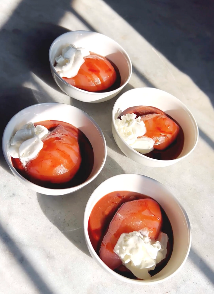 Date Lady Poached Pears and Caramel Date Sauce